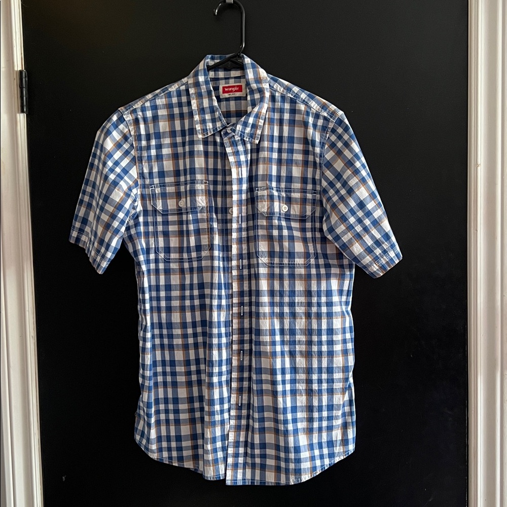 Wrangler Blue and White Plaid Shirt